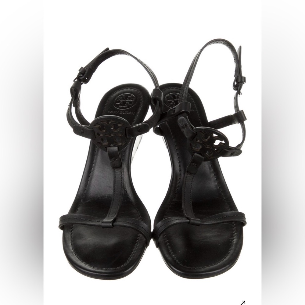 Tory Burch Wedge Black Sandals 7
